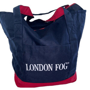 London Fog Canvas Tote New In Package Navy And Red